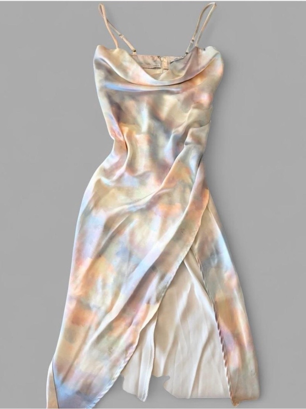 Pastel Midi Dress With Front Slit
